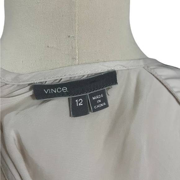 Vince Womens Long Sleeve Surplice Crew Neck Top Blouse Light Gray Ivory - Picture 4 of 6